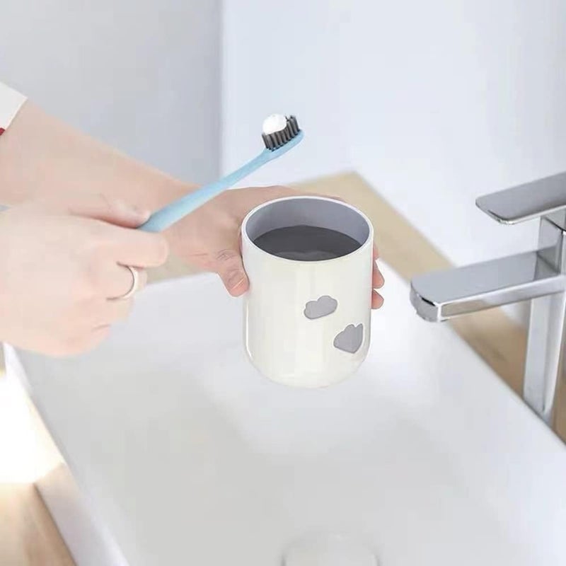 RabyLeo Simple Cloud Mouthwash Cup - Creative Cute Couple Mouthwash Cup (Light Pink & Off White) - Image 4